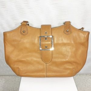 Tignanello Golden Brown Leather Magnet Latch Purse